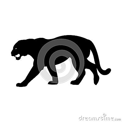 Panther leopard hunter dark silhouette animal Africa, jaguar hunter run dangerous mascot Vector Illustration
