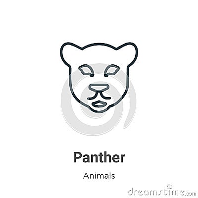Panther outline vector icon. Thin line black panther icon, flat vector simple element illustration from editable animals concept Vector Illustration