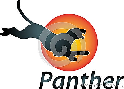 Panther and sun, animal and travel logo Stock Photo