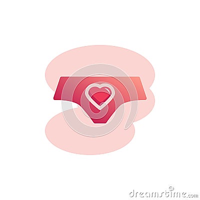 Panties with heart flat icon Vector Illustration