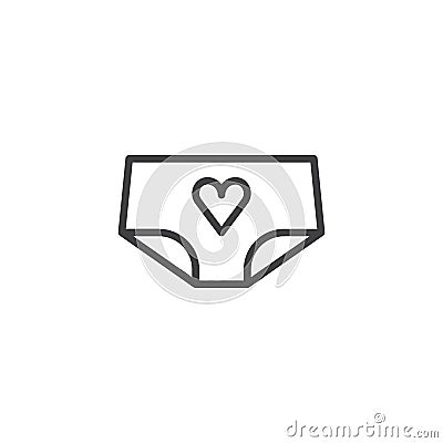 Panties with heart line icon Vector Illustration