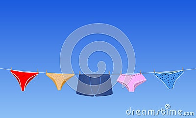 Panties on the rope Vector Illustration