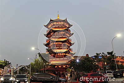 Pantjoran Pantai Indah Kapuk beautiful pagoda Editorial Stock Photo