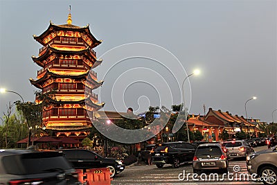 Pantjoran Pantai Indah Kapuk beautiful pagoda Editorial Stock Photo