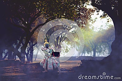 Pantomime Khon,Thai traditional dance is preserving traditions, Stock Photo