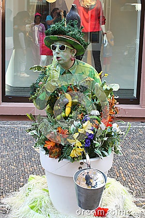 Pantomime streetart at Freiburg, Breisgau, Black Forest Germany Editorial Stock Photo