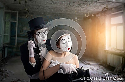 Pantomime theater actor and actress performing Stock Photo