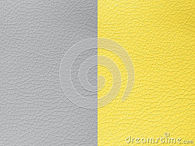 Pantone trend color of the Year 2021Illuminating yellow and Ultimate Grey. Texture Leather Bumpy Pattern Copy Space Stock Photo