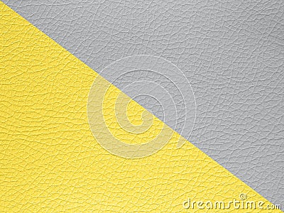 Pantone trend color of the Year 2021Illuminating yellow and Ultimate Grey. Texture Leather Bumpy Pattern Copy Space Stock Photo