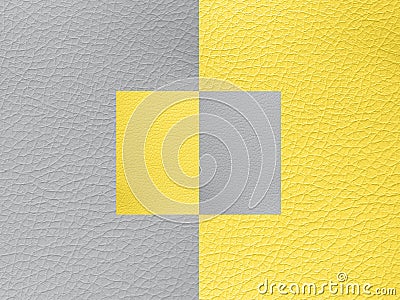 Pantone trend color of the Year 2021Illuminating yellow and Ultimate Grey. Texture Leather Bumpy Pattern Copy Space Stock Photo