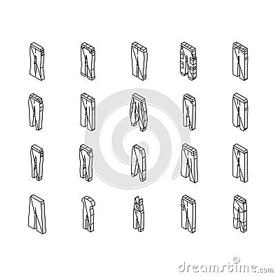 pants fashion clothes apparel isometric icons set vector Vector Illustration