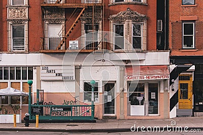 Less Pants, More Churros sign in the Lower East Side, Manhattan, New York City Editorial Stock Photo