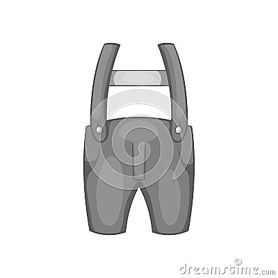 Pants with suspenders icon, black monochrome style Vector Illustration