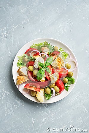 Panzanella Tomato Salad Stock Photo