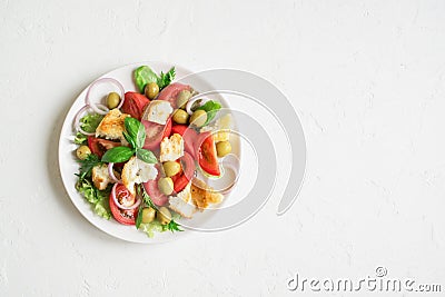 Panzanella Tomato Salad Stock Photo