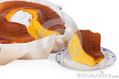 Pao de Lo, the Portuguese sponge cake shown in its most traditional form Stock Photo