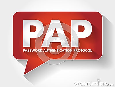 PAP - Password Authentication Protocol acronym message bubble, technology concept background Stock Photo