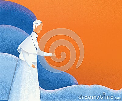 Papa Francisco Pope Francis Holy Father welcome young people illustration Cartoon Illustration