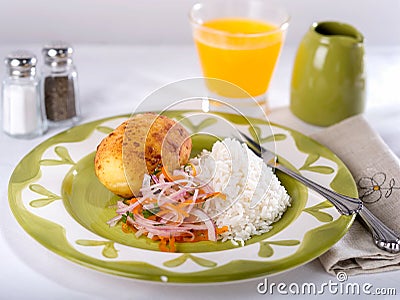 Papa Rellena, a fried potato stuffed with meat filling, a typical Peruvian dish Stock Photo