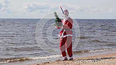 Papai Noel Dançando Na Praia, Natal Da Nova árvore De Iemenita Filme -  Vídeo de azul, homem: 157434994