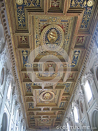 Ceiling of the Archbasilica of St. John Lateran, Rome, Italy Editorial Stock Photo