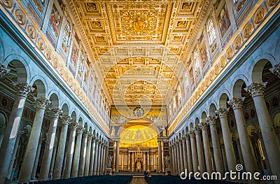 Basilica of Saint Paul outside the walls in Rome, Italy. Editorial Stock Photo