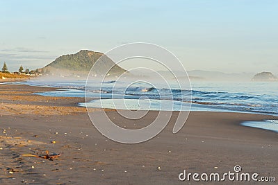 Papamoa to landmark Mount Maunganui view Stock Photo