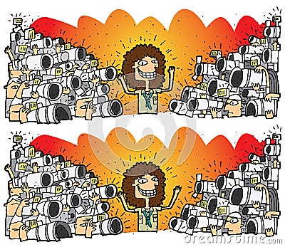 Paparazzi Differences Visual Game Vector Illustration