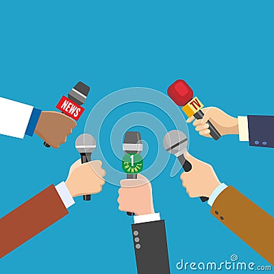 Paparazzi hands with mics Vector Illustration