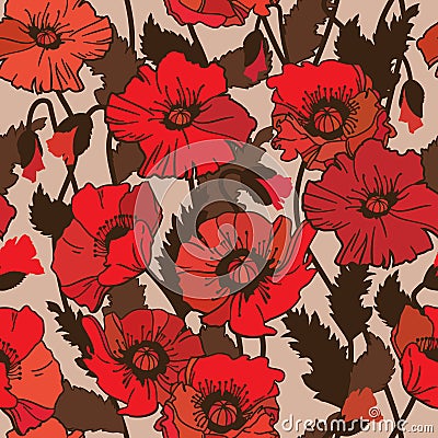 Papaver rhoeas also known as corn poppy, corn rose, field poppy, Vector Illustration