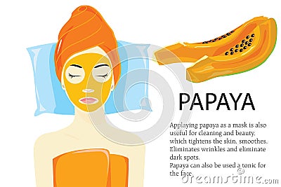 Papaya mask spa salon Vector Illustration