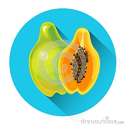 Papaya Colorful Fruit Icon Vector Illustration