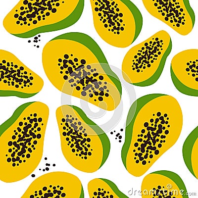 Papaya, colorful seamless pattern Vector Illustration