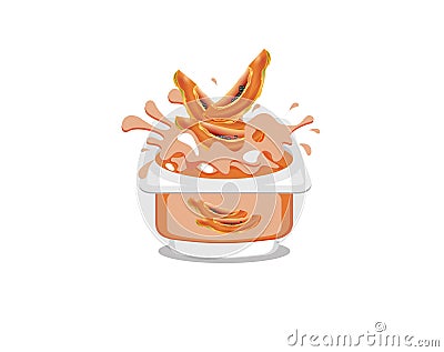 Papaya flavor yogurt Vector Illustration