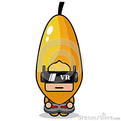 Papaya fruit virtual reality game Vector Illustration