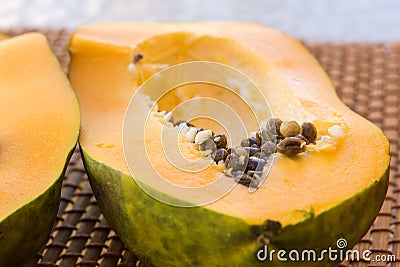 Papaya fruit, sweet ripe fresh papaya, raw vegan food. Stock Photo