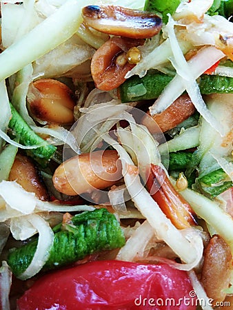 Papaya salad food of Thai. Stock Photo