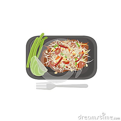 thai food Papaya Salad Vector Illustration