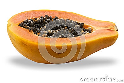 Papaya white background Stock Photo