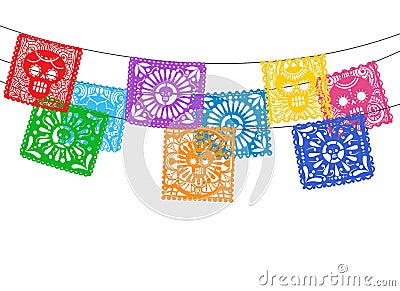 Papel picado bunting flags Vector Illustration