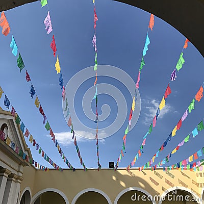 Papel picado garlands at the ceramic museum Editorial Stock Photo