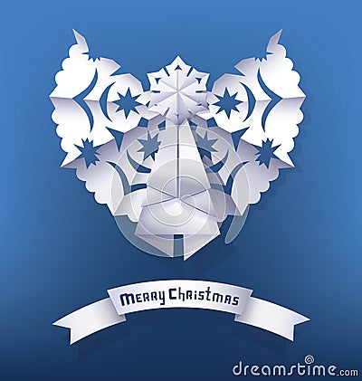 Paper angel Christmas Greeting Vector Illustration