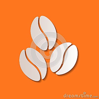 Paper art coffee bean icon isolated; vector coffee beans cut out Vector Illustration