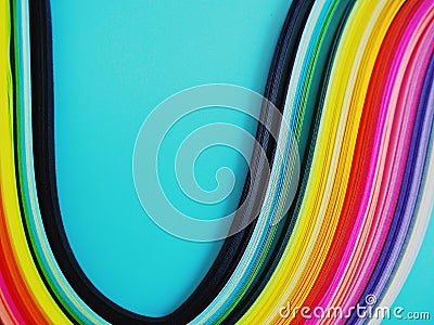 Colorful rainbow paper curve on blue background concept kid education or LGBT Stock Photo