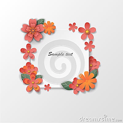 Paper art flowers background for cards. Vector illustration. EPS 10. Vector Illustration