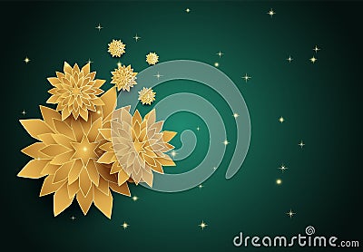 Paper art of flowers with light star design decoration Vector Illustration