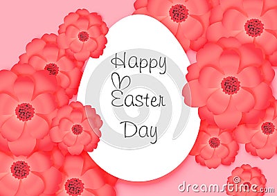Paper Art with Happy Easter`s Day Festival, Spring Flower Background Vector Vector Illustration