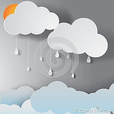 Paper art of rainy season Vector Illustration