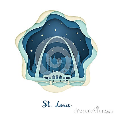 Paper art of St. Louis. Origami concept. Vector Illustration