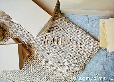 paper bag,paper box. plastic bag with eco natural reusable. No plastic,Zero - Waste Plastic,Pollution and Environment Stock Photo